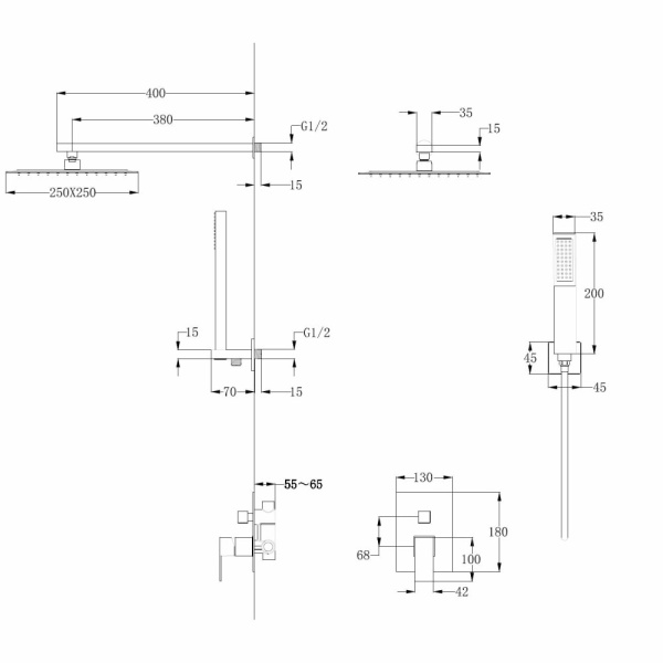 Душевой комплект Abber Daheim AF8219W белая матовая