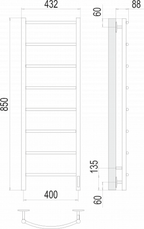 Полотенцесушитель электрический Terminus Классик П8 400х850 4670078531346