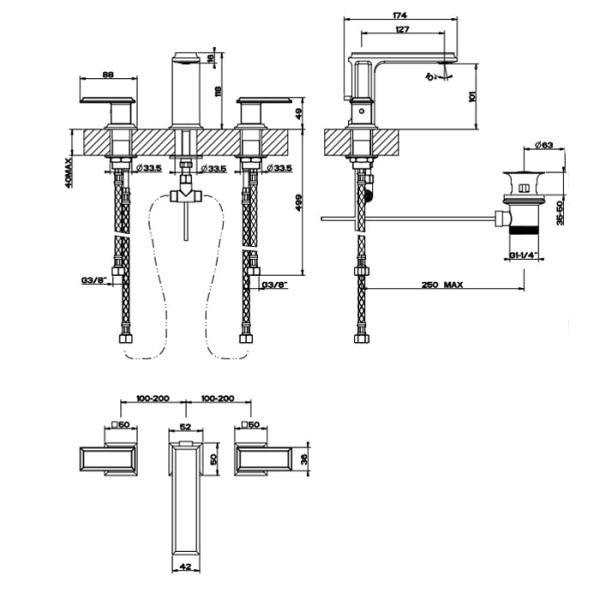 Смеситель для раковины Gessi Eleganza 46012#087 золото