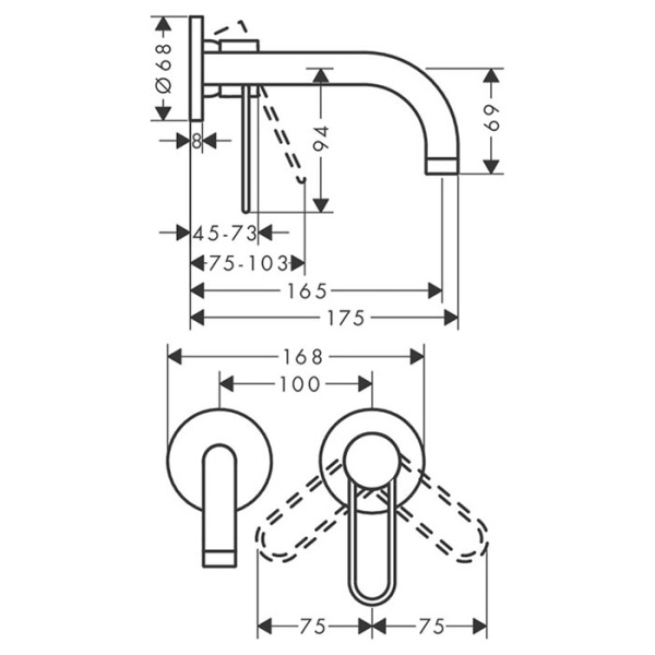 Смеситель для раковины Axor Uno 38121000