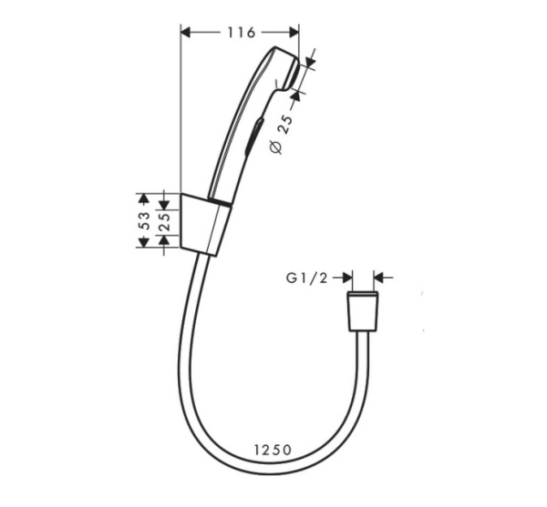 Гигиенический душ hansgrohe 32129340 шлифованный черный хром
