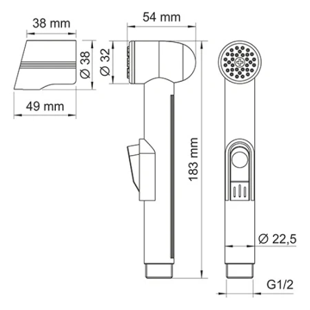 Гигиенический душ WasserKRAFT Elbe A07436 со смесителем, черный матовый