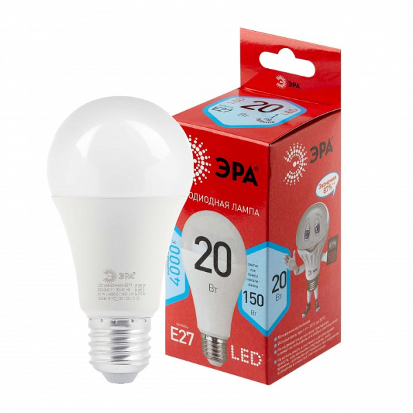Лампа светодиодная Эра  E27 20Вт 4000K LED A65-20W-840-E27 R