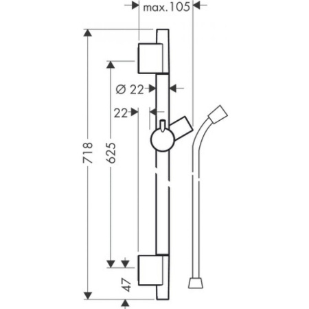 Душевая штанга hansgrohe Unica S Puro 28632340 65 см со шлангом шлифованный черный хром