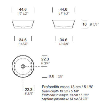 Раковина Milldue Azuma 45 5082*0 Bianco Opaco