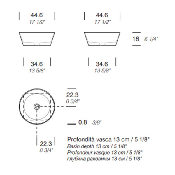 Раковина Milldue Azuma 45 5082*0 Bianco Opaco