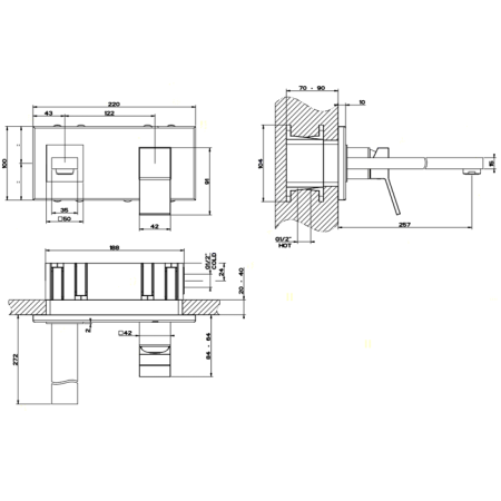 Смеситель для раковины Gessi Rettangolo K 53090#031