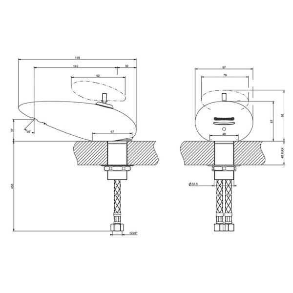 Смеситель для раковины Gessi Equilibrio 52001#246 золото