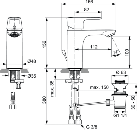 Смеситель для раковины Ideal Standard Connect Air A7021AA