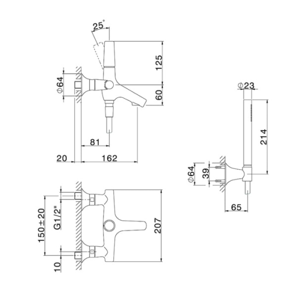 Смеситель для ванны Cisal Vita VI00010440 черный матовый