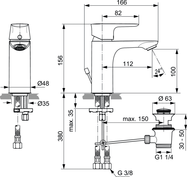 Смеситель для раковины Ideal Standard Connect Air A7021AA