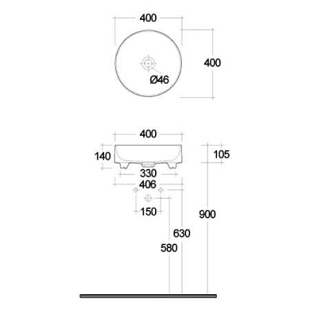 Раковина Kludi Resa R 40 58CW1053 белая матовая
