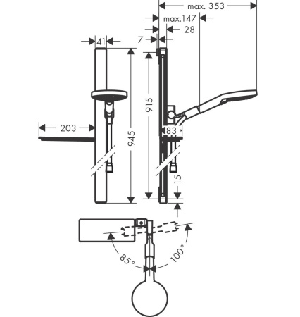 Душевой гарнитур hansgrohe Raindance Select S 27648000