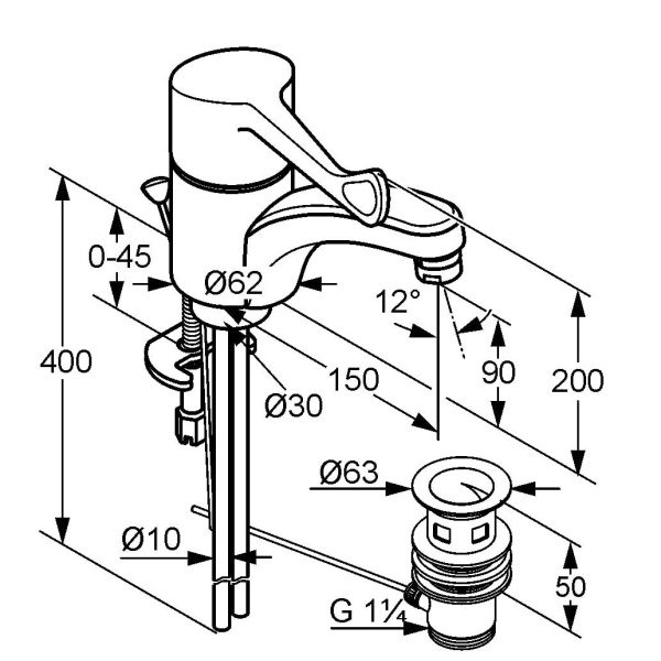 Смеситель для раковины Kludi Medi Care 341150524