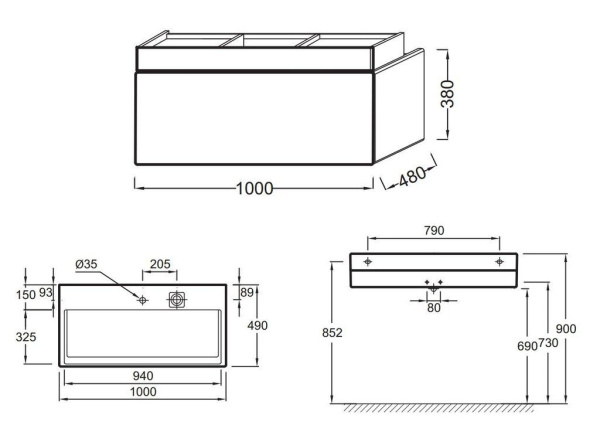 Тумба под раковину Jacob Delafon Terrace 100 EB1187-N23 Ледяной коричневый лак