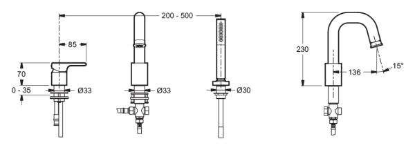 Смеситель для ванны Jacob Delafon SINGULIER E10873-CP