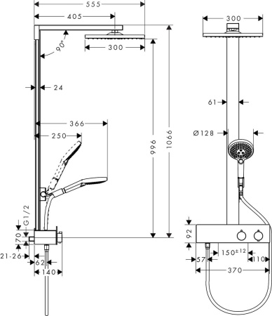 Душевой гарнитур Grohe Rainshower shower system 27361000 с верхним душем