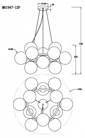 Подвесная люстра MyFar Aerton MR1947-12P