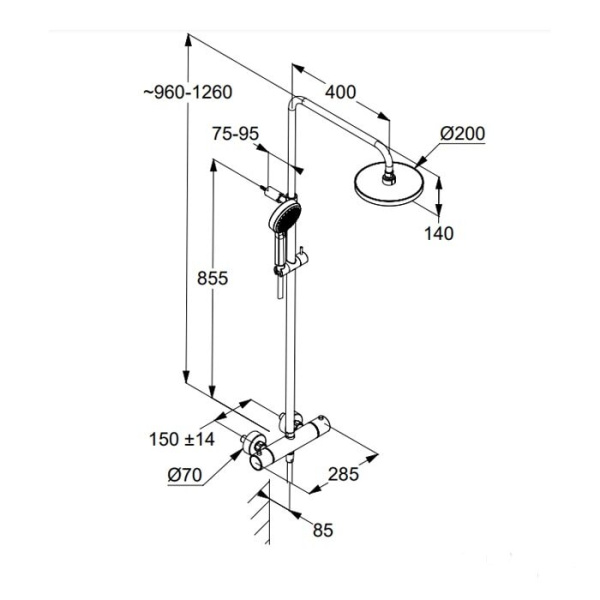 Душевая стойка Kludi Dive 6807939-00 черный матовый