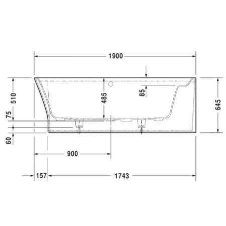 Акриловая ванна 190x90 см R Duravit Cape Cod 700363000000000