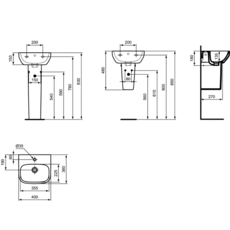 Раковина 40x36 см Ideal Standard I.Life A T470801