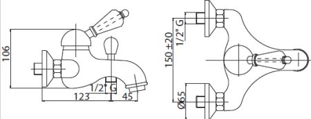 Смеситель для ванны Cezares Elite ELITE-VM-02-Nc