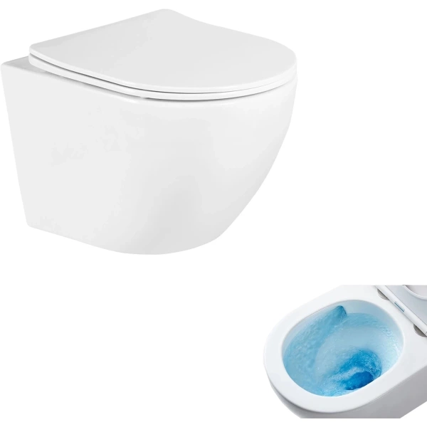 Унитаз подвесной GID Tr2122TF безободковый, торнадо, с сиденьем микролифт, белый