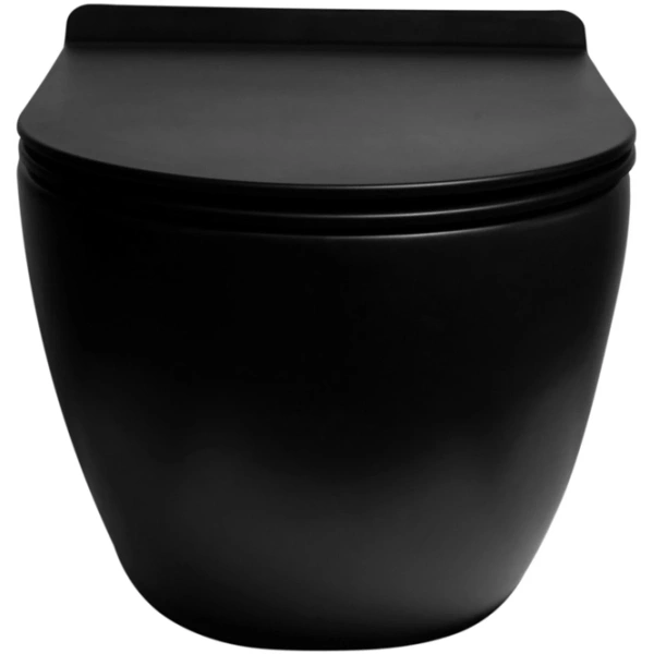 Унитаз подвесной SantiLine SL-5002MB безободковый, с сиденьем микролифт, черный матовый