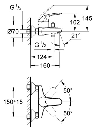 Смеситель для ванны Grohe Euroeco 32743000