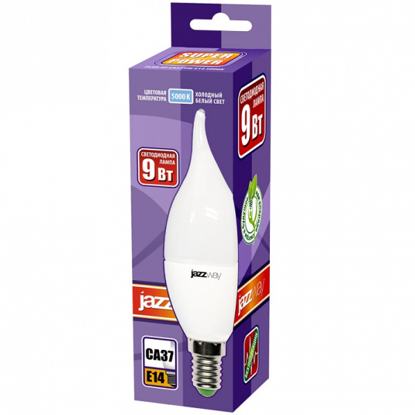 Лампа светодиодная Jazzway  E14 9Вт 5000K PLED-SP CA37 9w E14 5000K