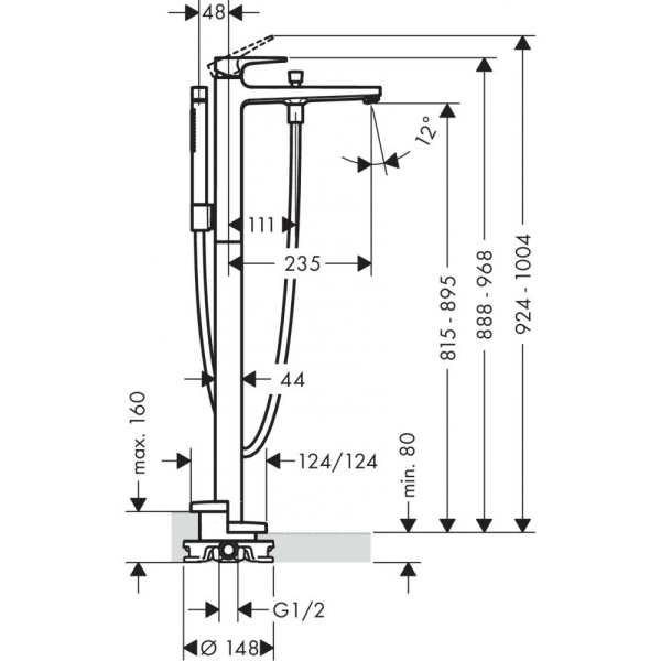 Смеситель для ванны hansgrohe Metropol 32532700 напольный матовый белый