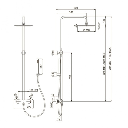 Душевая система Paini Cox 78PZ689TH с термостатом