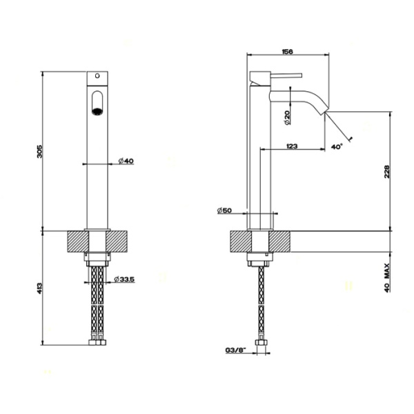 Смеситель для раковины Gessi 316 54009#239 нержавейка