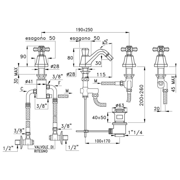 Смеситель для биде Stella Eccelsa EC 00202 AU00 золото