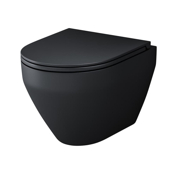 Подвесной унитаз AM.PM Spirit V2.0 CK70H1103B с гигиеническим душем и аксессуарами черный матовый