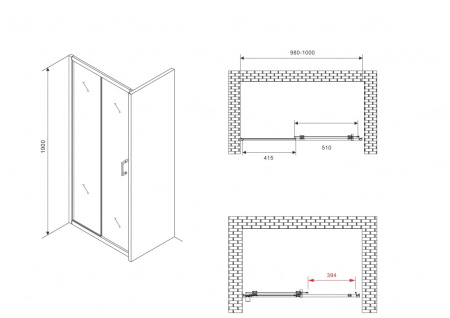 Душевая дверь Abber Schwarzer Diamant AG30100B5