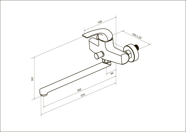 Смеситель для ванны AM.PM Sense F7590032