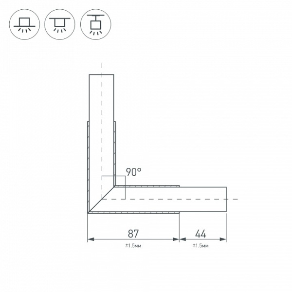 Соединитель угловой L-образный накладной Arlight KLUS 031268