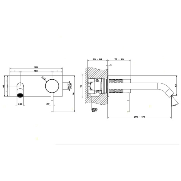 Смеситель для раковины Gessi 316 54190#239 нержавейка