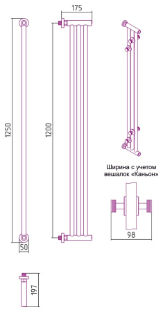 Полотенцесушитель водяной Сунержа Хорда 00-4124-1200