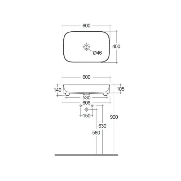 Раковина Kludi Resa S 60 58CW4039 черная матовая