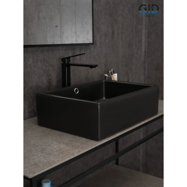 Раковина-чаша GID N9129bg 50x38 см, накладная, черный графит