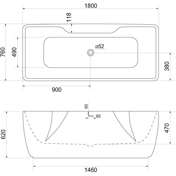 Акриловая ванна BelBagno BB110-180-766 180x76 см, отдельностоящая, белый