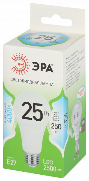 Лампа светодиодная Эра Green Line E27 25Вт 4000K LED A60-25W-840-E27 GL