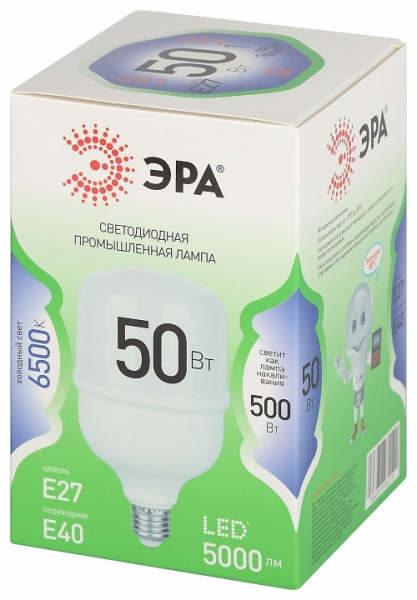 Лампа светодиодная Эра Green Line E27/E40 50Вт 6500K LED POWER T100-50W-865-E27/E40 GL