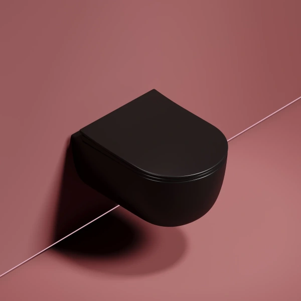 Унитаз подвесной Ceramica Nova Modena CN6063MB безободковый, с сиденьем микролифт, черный матовый