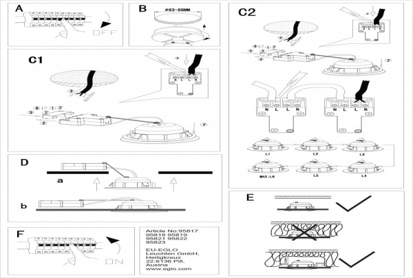 Набор встраиваемых светильников Eglo Pineda 95822