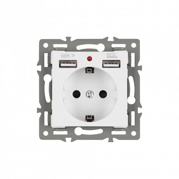Розетка с заземлением и 2хUSB type A, без рамки Arlight SCT 043733