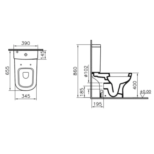 Унитаз-компакт Vitra D-Light 9014B003-7206 с сиденьем, белый