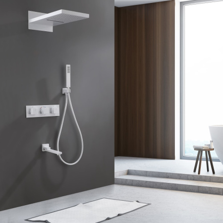 Душевая система Abber Daheim AF8253W с термостатом белая матовая